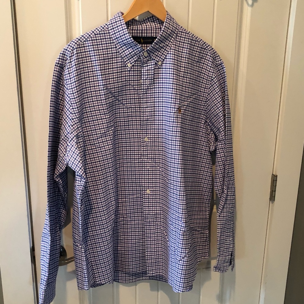 Purple/Navy Check Oxford Cloth Sport Shirt